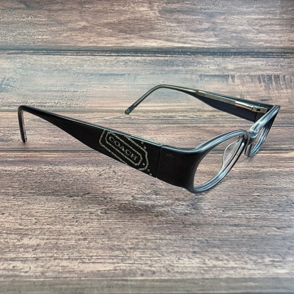 Coach Lucinda 2011 Eyeglasses Black Oval Frames Glitter Logo 46-12